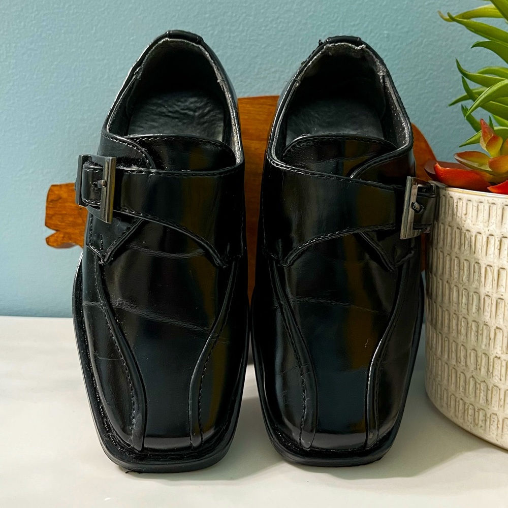 Toddler Boys Madison Avenue Size 7 Black Easter Dress Shoes